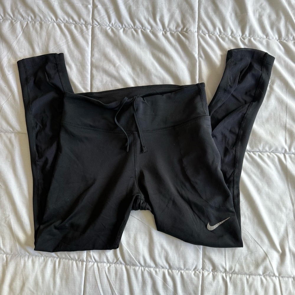NIKE Black Leggings - mesh detail on bottom